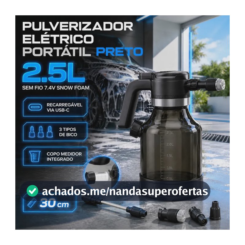 Pulverizador Elétrico VERUNTO de 2.5 L com Bateria para Jardim e Limpeza