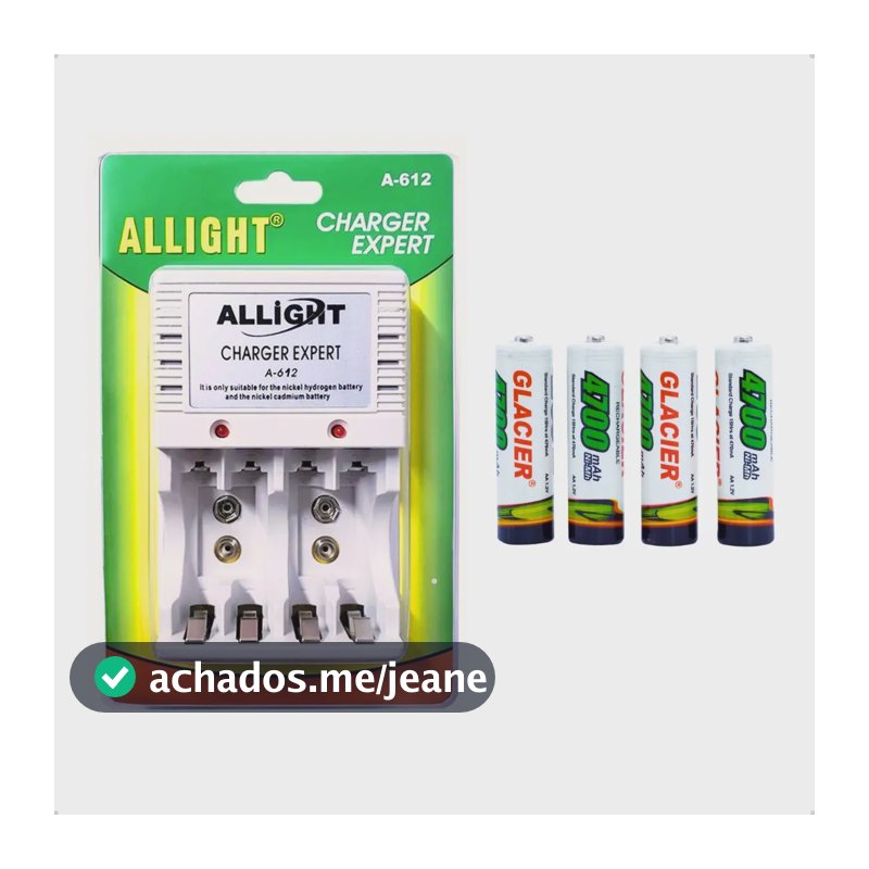 Kit 4 Pilhas + Carregador De Pilhas Rápido Bivolt Aa/aaa