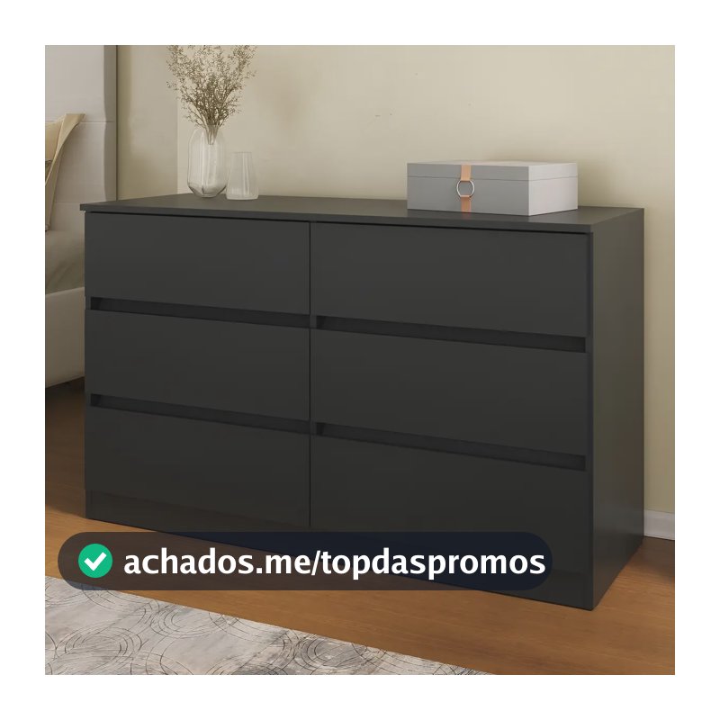 Cômoda Com 6 Gavetas 120cm Multimóveis Mp4396 Preto