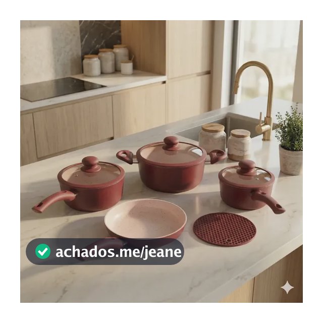 Jogo Panela Ceramica Antiaderente 5pç Tampa Silicone Induçao Vermelho