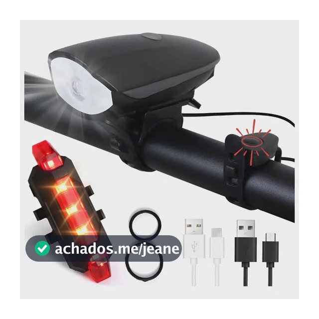 Kit Farol Buzina E Lanterna Bike Recarregável Bicicleta