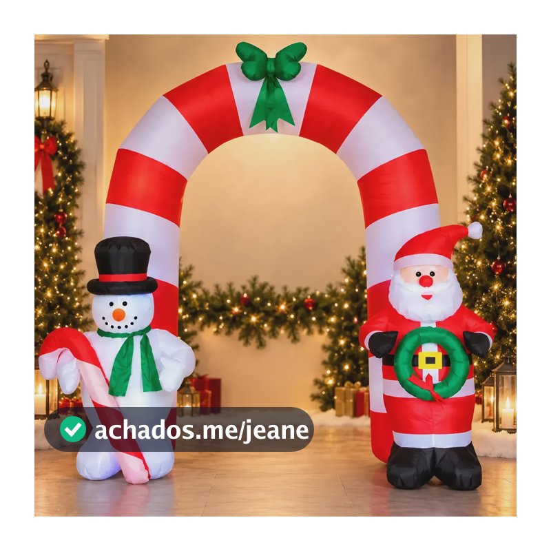 Arco Inflável Papai Noel Boneco Neve Enfeite Grande 2,5m Natalino