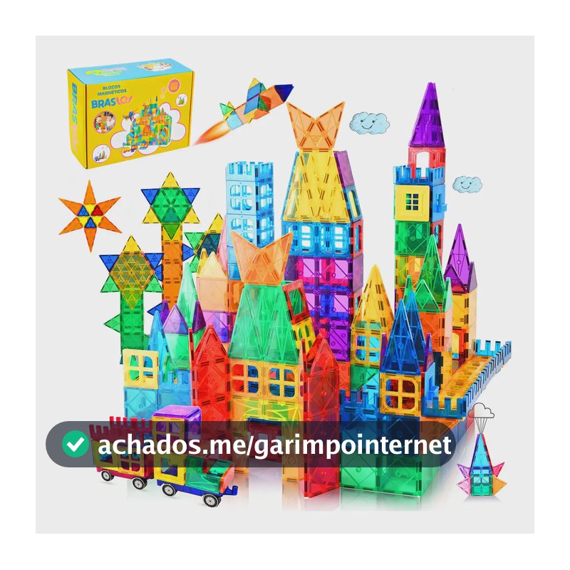 Brastoy Blocos Magnéticos Brinquedo Educativo Educação Infantil 65 Pecas Construção Empilhamento Jogo