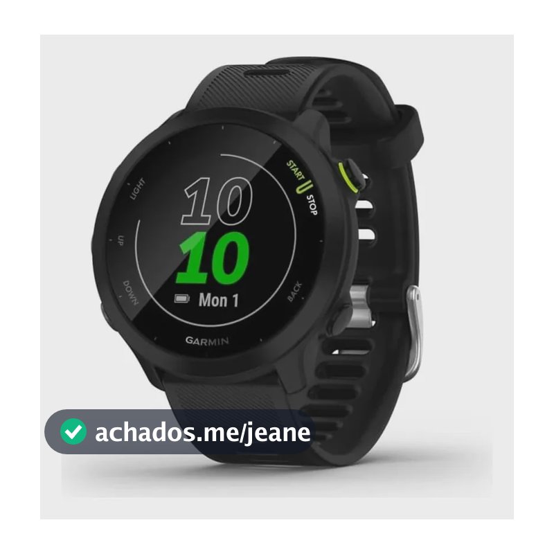 Relógio Garmin Forerunner 55 1.04  Preto, Pulseira Black Black Milanês Preto