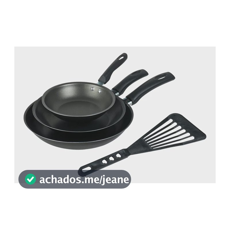 Jogo 3 Frigideiras Antiaderente Teflon Premium 22/18/14cm Preto