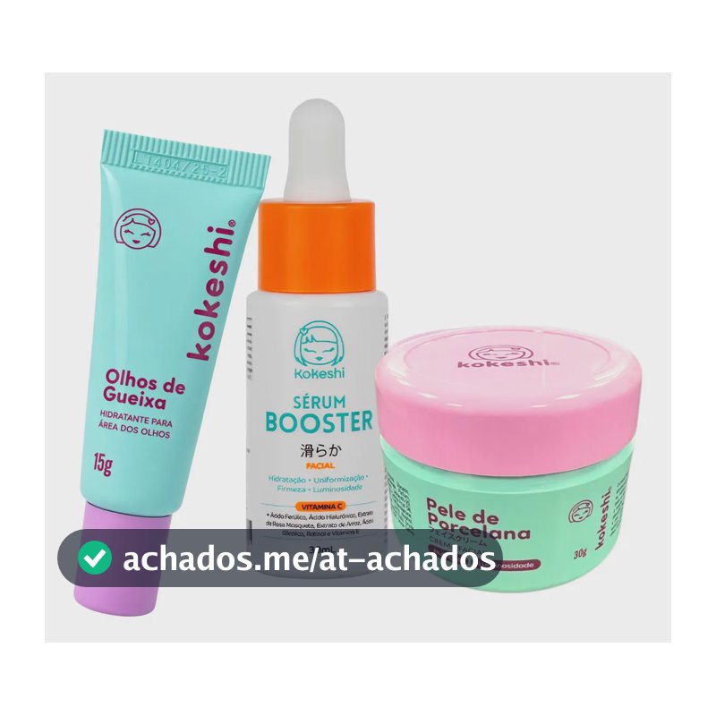 Kit Renovadores Pele De Porcelana Gueixa Sérum Vit C Kokeshi Com Óleo e farinha de arroz Ácido hialurônico Vitamina C Óleo de rosa mosqueta Chá verde e sálvia