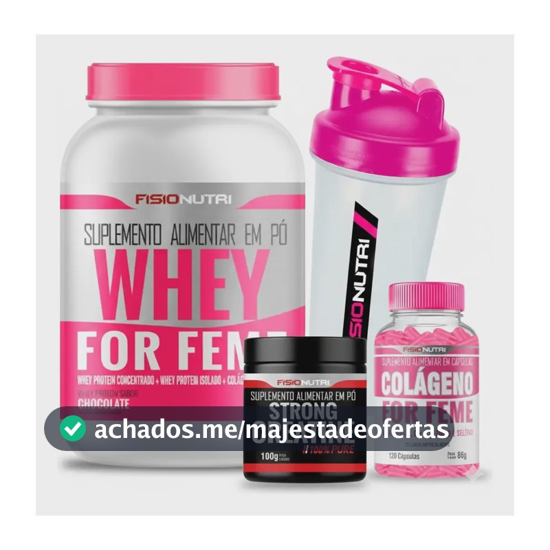 Kit Whey Feminino + Creatina 100gr + Colágeno 120 + Sabor Baunilha