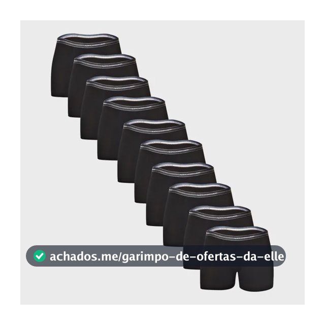 Kit 10 Cuecas Boxer Lupo Masculino Algodao Preto Liso G