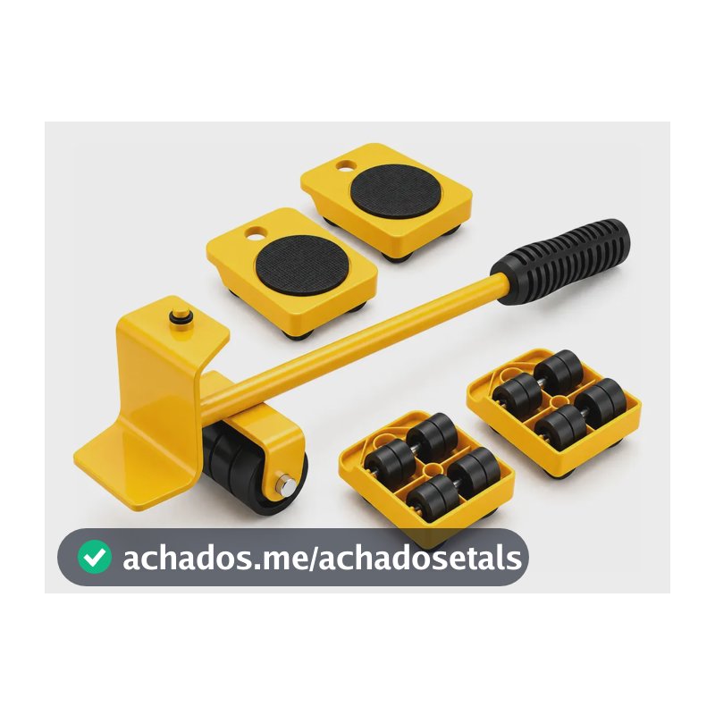 Levantador Móveis Pesados Aparelho Movedor até 150kg 1 Alavanca 4 Bases Antiderrapante com Rodinhas