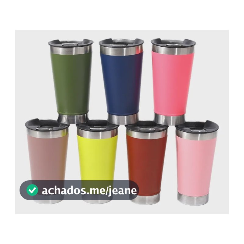 Atacado 10 Copos Térmicos Com Tampa 473ml Cores Sortidas Cor Sortida Liso