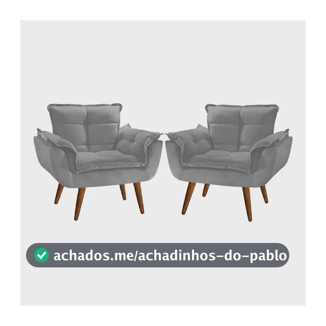 Kit 2 Poltrona Decorativa Opala Para Sala Recepção Luxo Cor Cinza
