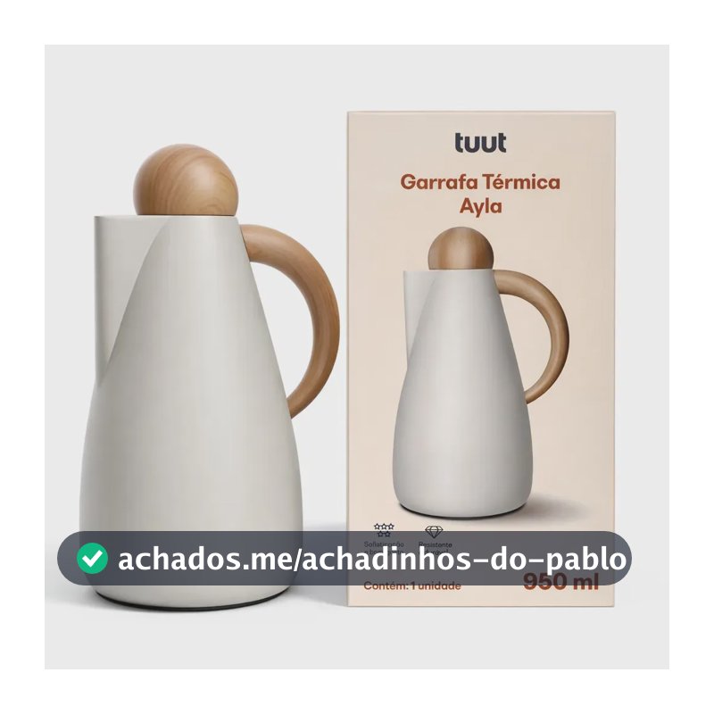 Garrafa Térmica De Café E Chá Ayla Branca Luxo 950ML Click - Tuut + Book