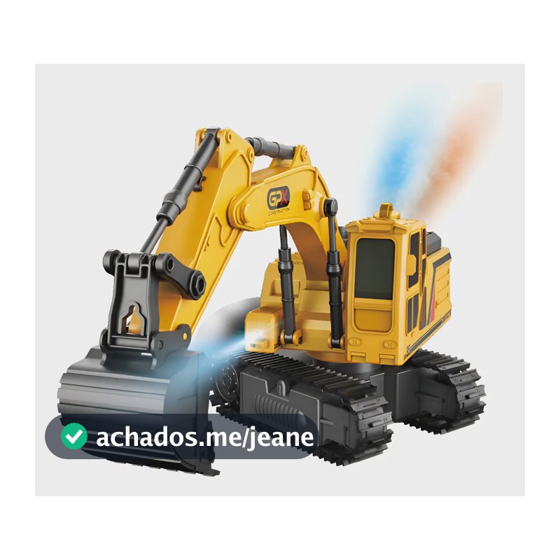 Trator Controle Remoto Infantil Luzes Solta Fumaça Maxi Toys Amarelo Trator