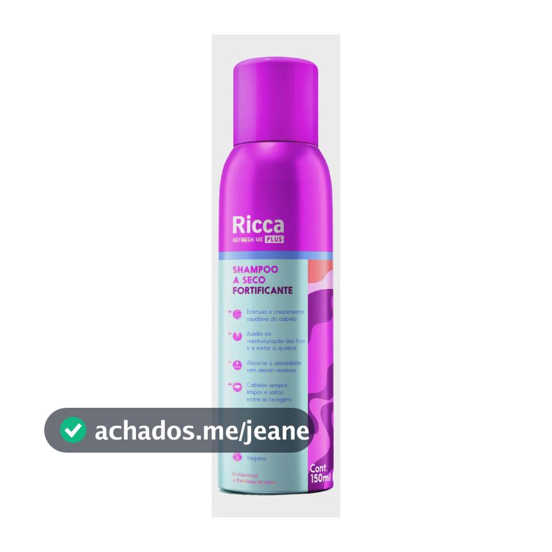 Shampoo A Seco Refresh Me Plus Fortificante Para Cabelos Oleosos Ricca 150ml