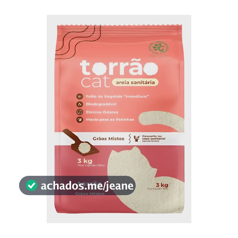 Torrão Cat Areia Sanitária Green Life Grãos Mistos 3kg