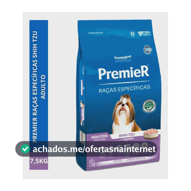 Ração Seca Premier Shih Tzu Cão Pequeno Frango 7.5kg