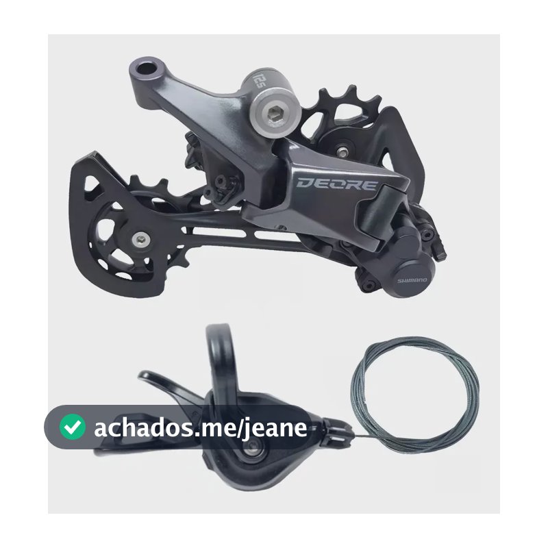 Kit Deore Shimano Câmbio 12s Rd-m6100-sgs Cage Longo + Alavanca Passador Trocador Marcha Rapidfire Plus Direito 12v 1x12 Velocidades Sl-m6100 Com Cabo Mtb Xc Trail Bike Bicicleta Pedal Pulse Pro Preto
