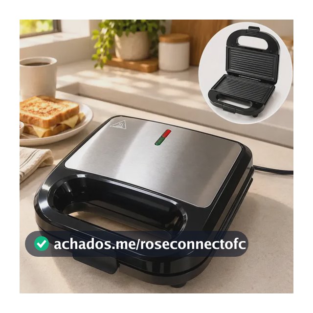 Sanduicheira 2 em 1 Elétrica Grill Inox Antiaderente 750W