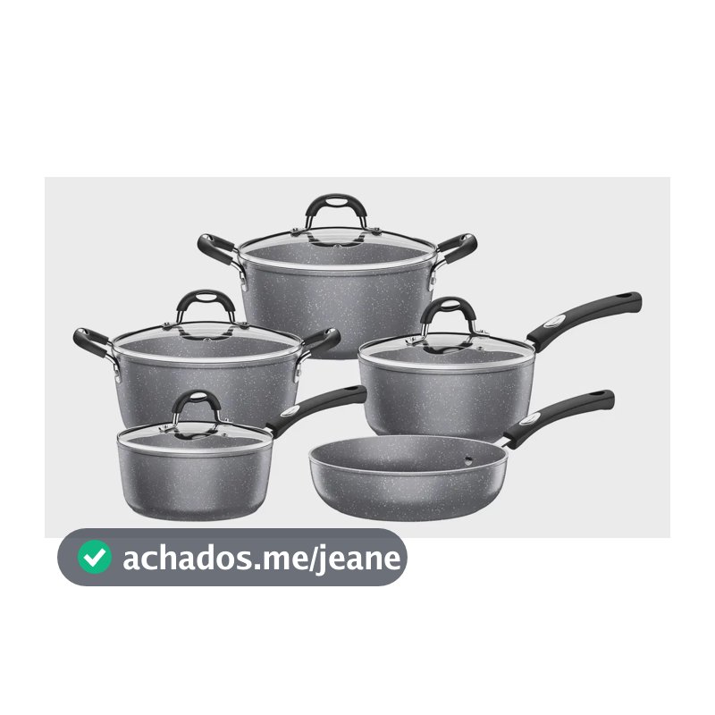Jogo Panelas Tramontina Mônaco Antiaderente Cinza 5 Pçs