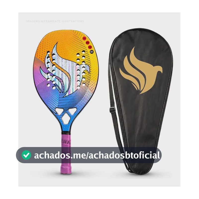Raquete Beach Tennis Pichau Nazareth Beach, Carbono 12K, EVA 15, Leve 310g a 320g, Alto Controle e Equilíbrio