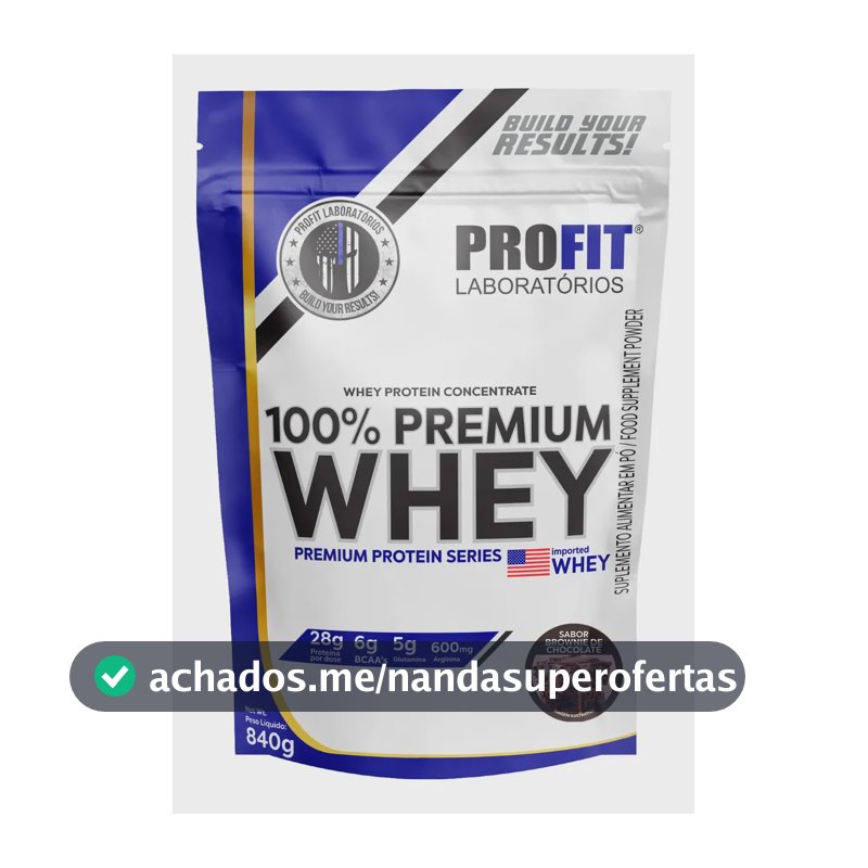 Whey Protein 100% Concentrado Premium 840g - Profit Sabor Brownie De Chocolate