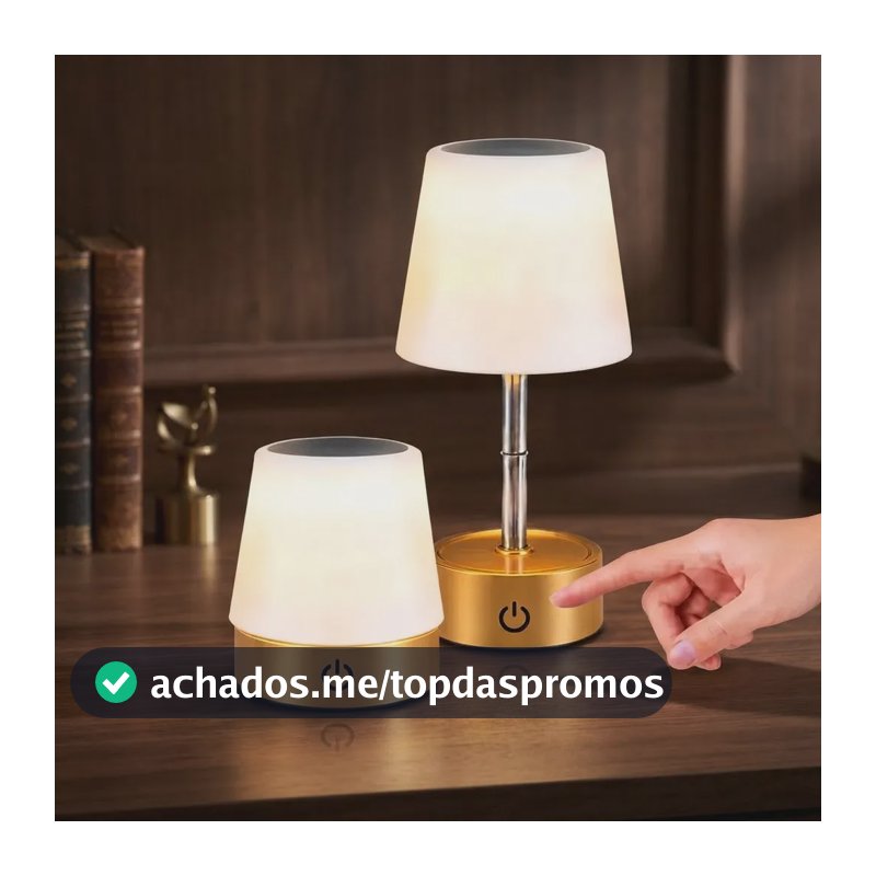 Luminária Abajur De Mesa Led Recarregável Sem Fio Branco Dourado Branco 127/220v