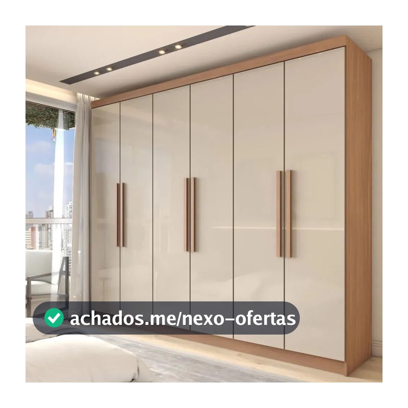 Guarda-roupa Casal Odisseia 6 Portas Cinamomo/off White - 58 Bege Claro