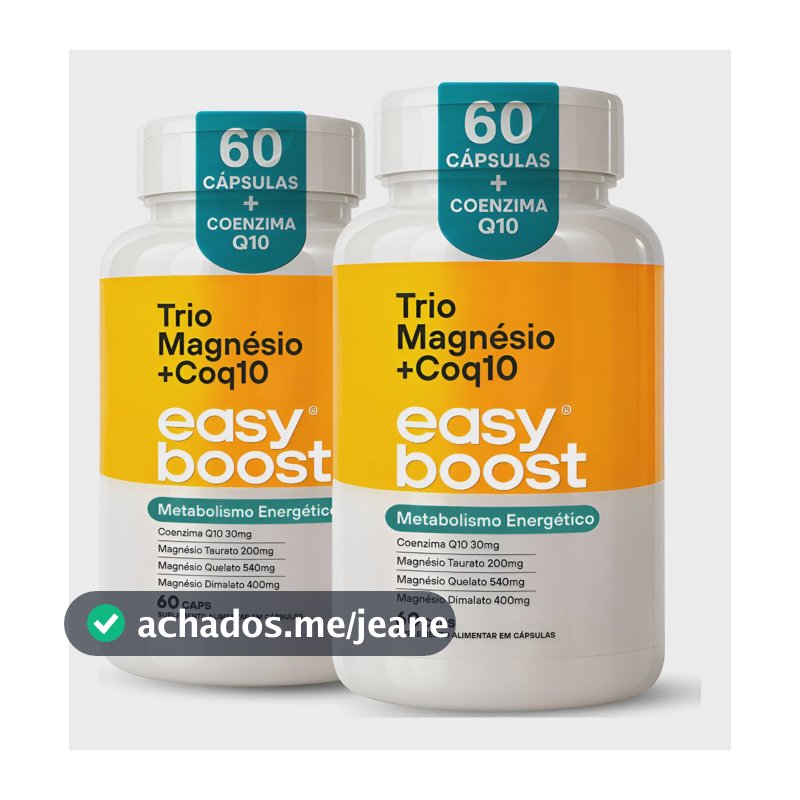 Trio Magnésio + Coenzima Q10 Easy Boost Dimalato + Bisglicinato Quelato + Taurato + CoQ10 120 Caps Kit Neutro