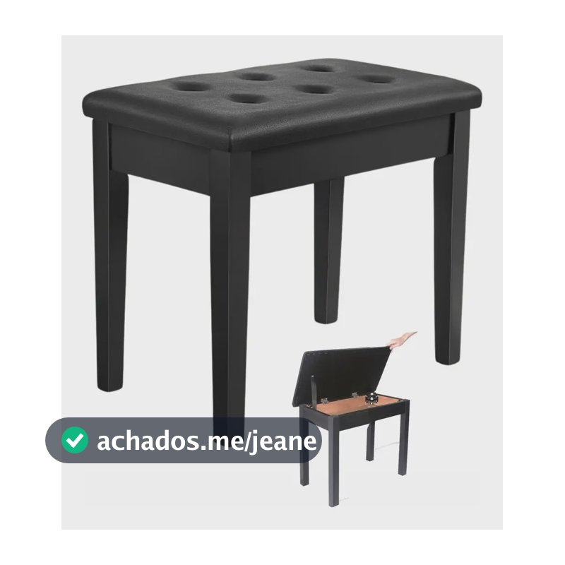 Banco Para Piano Banqueta Teclado Sonata Madeira Couro Ba100 Preto