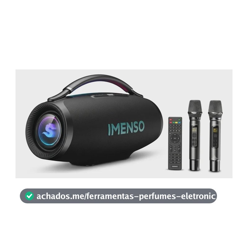 Caixa De Som Imenso X69a 500w Rms 45000mah Rgb Ipx6 2 Mic Preto 127/220v