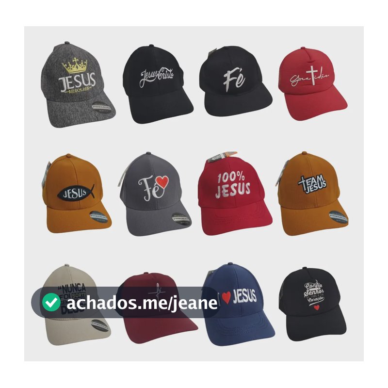 Kit Atacado Revenda 10 Bonés Gospel Evangélico Cristão  Preto Un