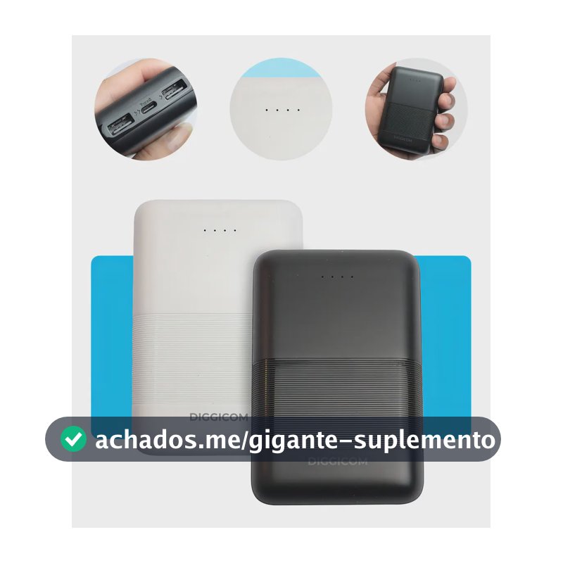Carregador Portátil Power Bank 10.000 Mah Rápido Usb Turbo Universal Cor Sortida Diggicom