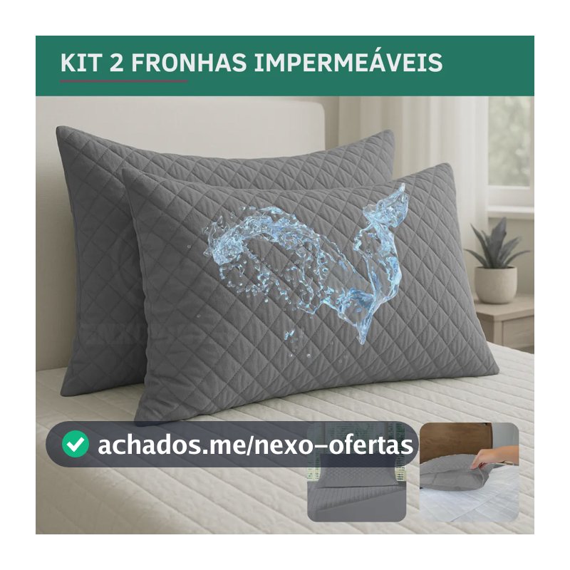 Kit 2 Capa Para Travesseiro Matelado Impermeável Fronha Antialérgica Toque Macio Silencioso Cor Cinza