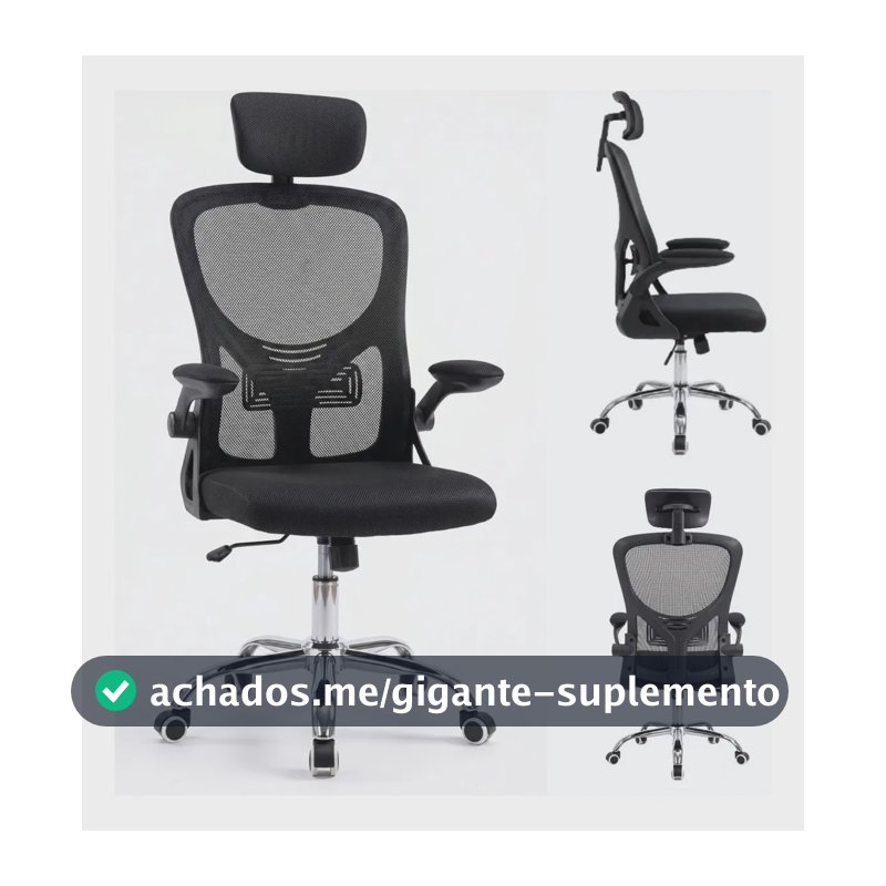 Cadeira Ergonômica Escritório Mesh Giratória Reclinável Eagl Preto Mesh