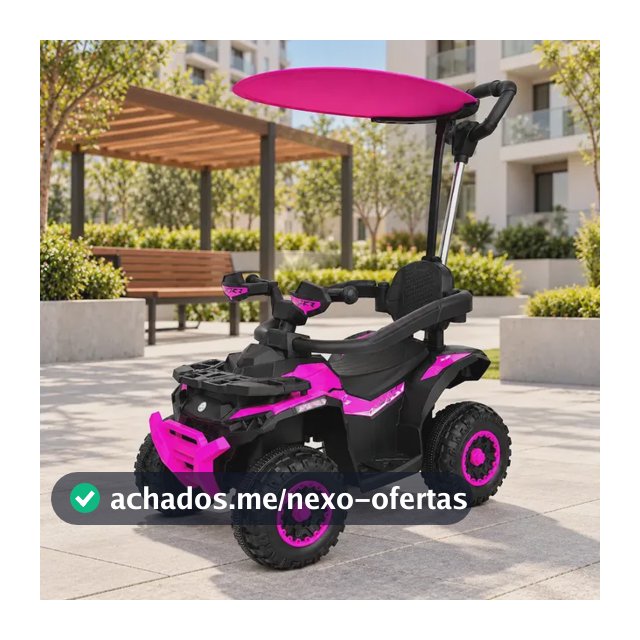 Quadriciclo Passeio Elétrico Infantil Haste Direcionável 6v Rosa