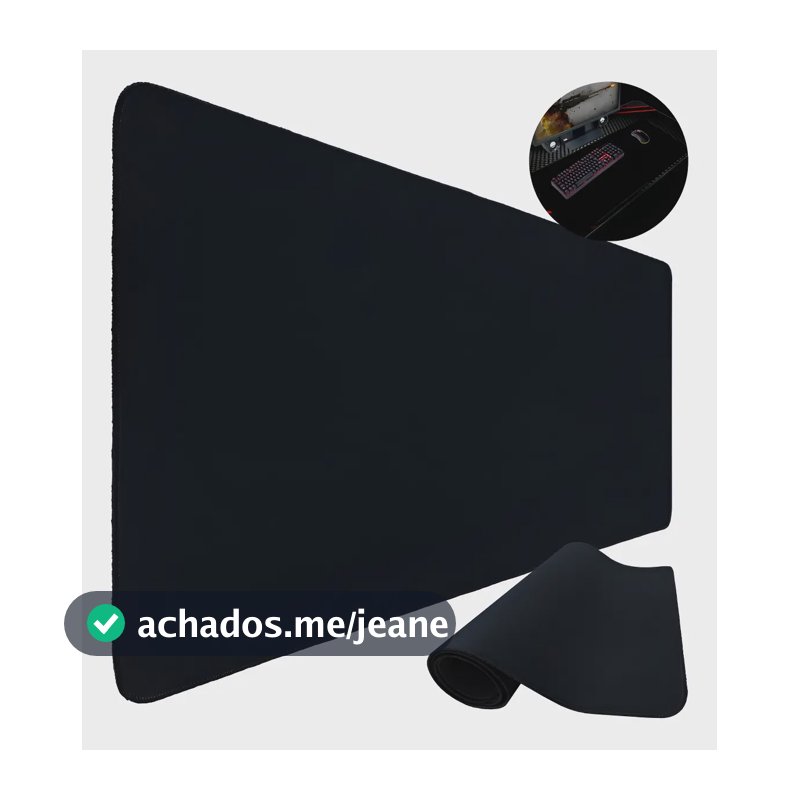 Mouse Pad Gamer Isoprene 80x30cm Preto Bordas Costuradas Antiderrapante