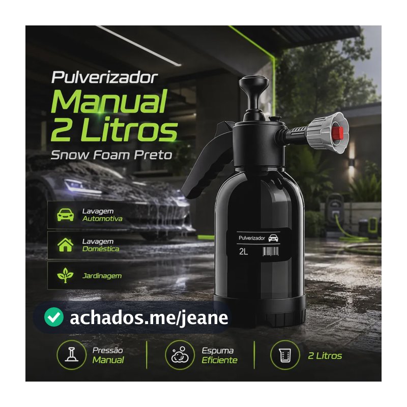 Pulverizador Manual 2 L Snow Foam Profissional Com 3 Bicos para Espuma Ativa