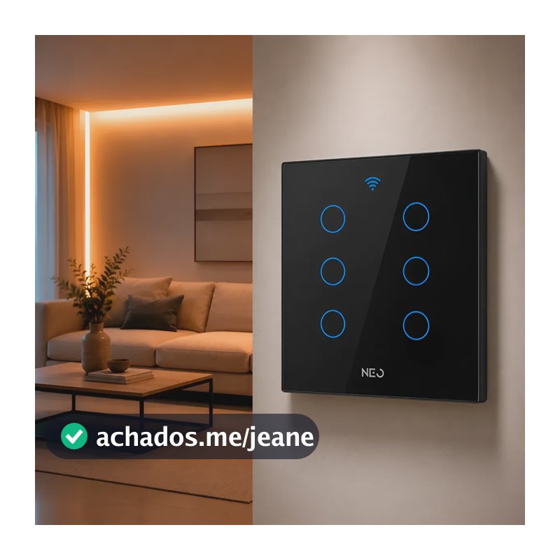 Interruptor Smart Wi-fi 6 Botões Touch Preto Neo By Avant Preto
