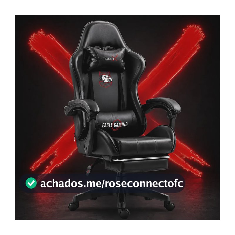 Cadeira Gamer Escritório Com Apoio Para Os Pés Grande Confortavel e Ergonômica Cor Preto Marca MULLTX GAMING