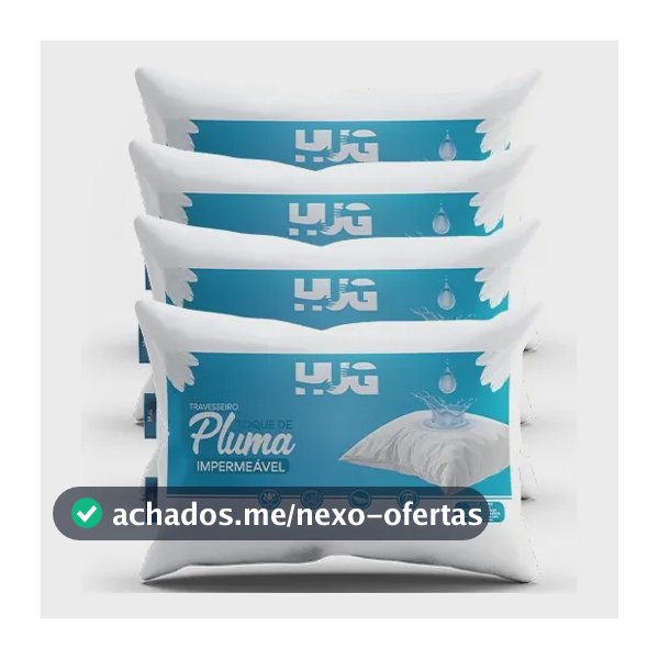 Kit 4 Travesseiros Hug Toque Pluma Impermeável Antialérgico Branco