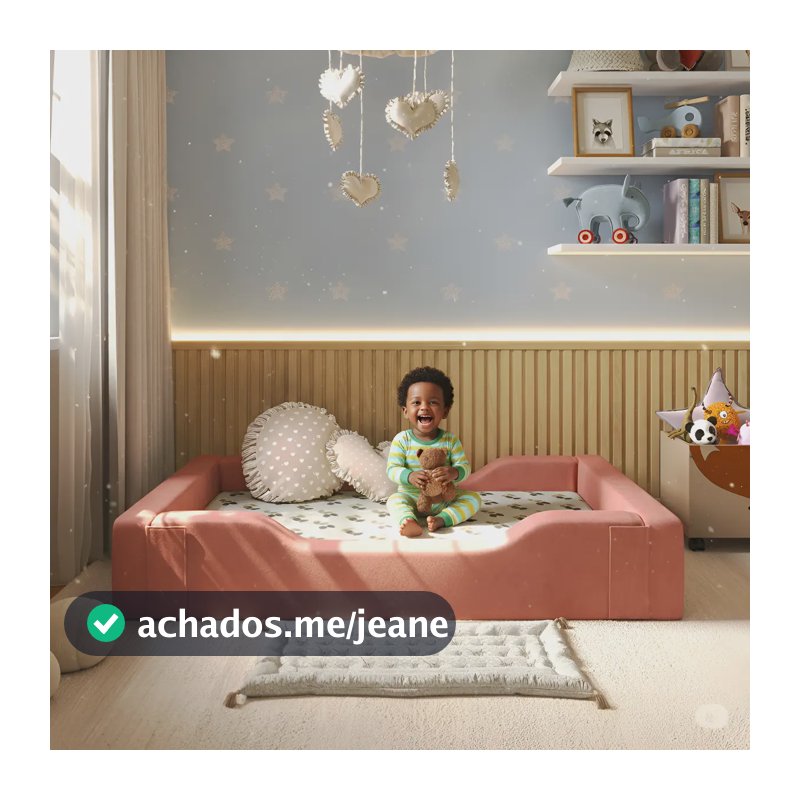 Berço De Chao Montessoriano C/ Colchão Autonomia E Conforto Rosa
