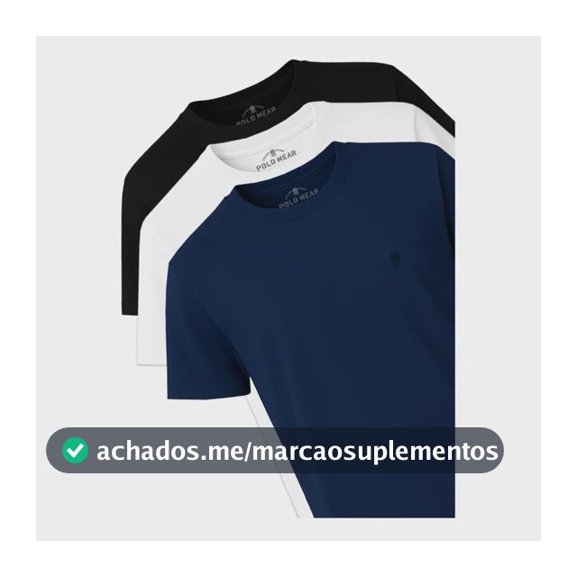 Kit 3 Camisetas Masculinas Algodão Polo Wear