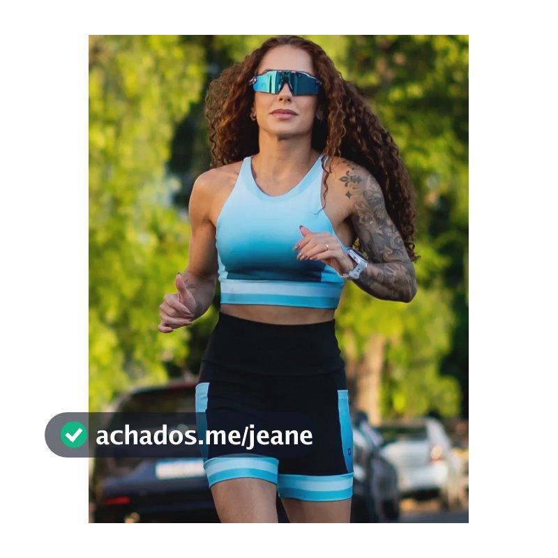 Conjunto Corrida Shorts Com Bolsos Cropped Alta Sustentação Azul-turquesa Liso G