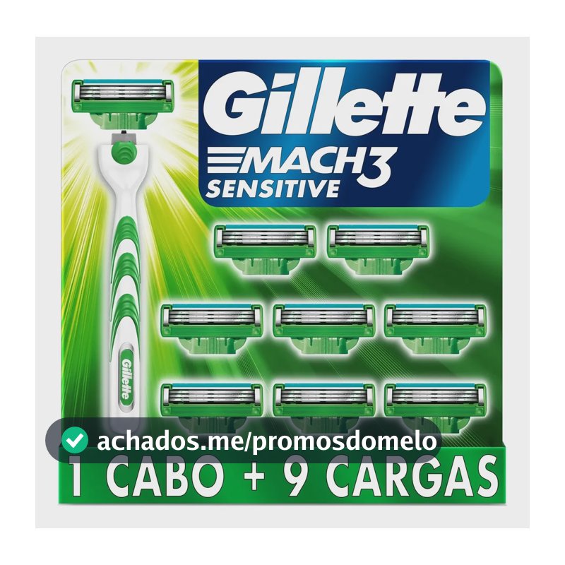 Aparelho de barbear Mach3 Sensitive + 9 cargas Gillette