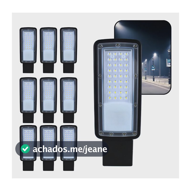 Kit 10 Luminária Rua Publica Poste Smd 100w Luz Frio Bivolt 127/220v Frio