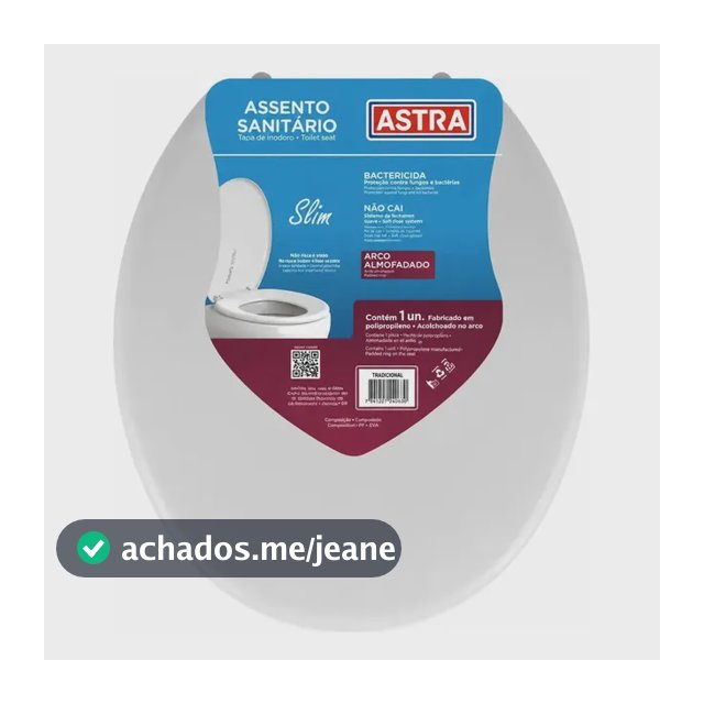 Assento Vaso Sanitário Almofadado Astra Slim Branco Oval Branco