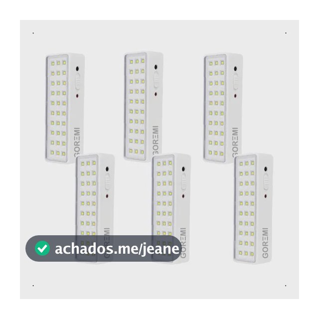 6 Luminária Emergência Lâmpada 30 Leds Recarregável Bivolt Branco-frio