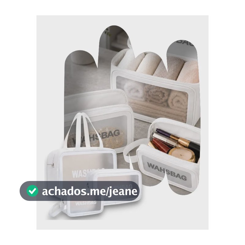 Kit 3 Necessaire Washbag Impermeável Organizador Maquiagem Branco Lisa