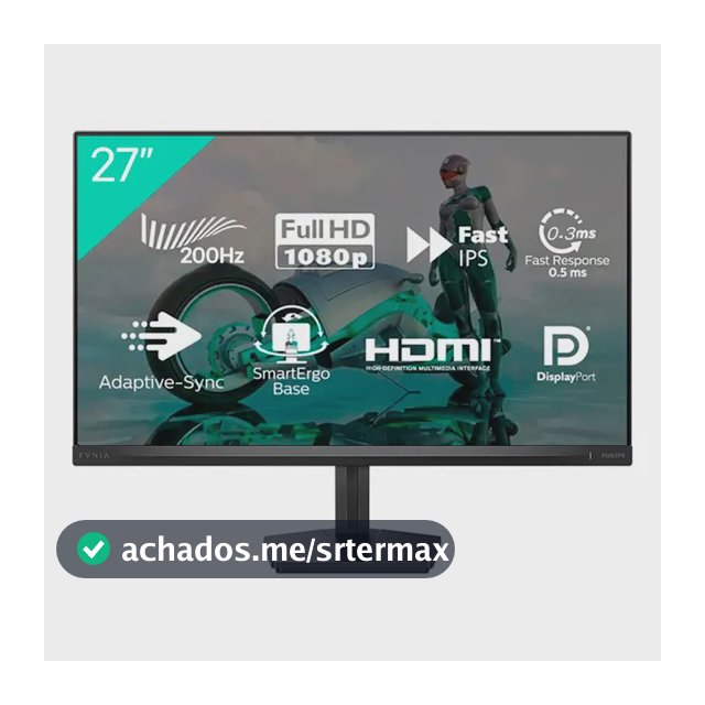Monitor Gamer Philips Evnia 27'' 200hz 0,3ms Ips Full Hd Preto