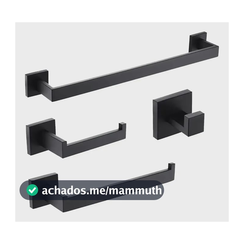 Kit De 4acessórios Para Banheiro Inox 304luxo Toalheiro 40cm Preto